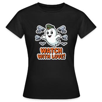 WATCH WITH LOVE - Women's T-Shirt - black - Front - AI Model Female 172 dark (172cm)