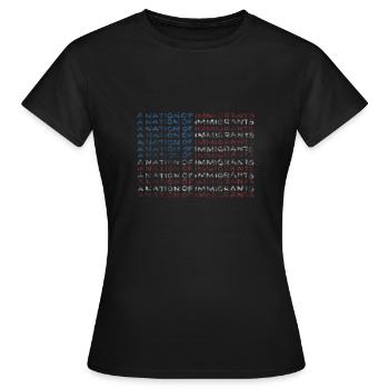 Drapeau américain des immigrants - T-shirt Femme - noir - Devant - AI Model Female 172 dark (172cm)