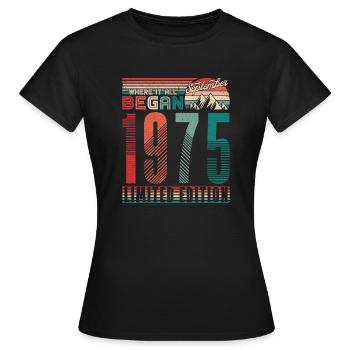 Geburtstag 1975 Jahrgang September Retro Geschenk - Frauen T-Shirt - Schwarz - Vorne - AI Model Female 172 dark (172cm)