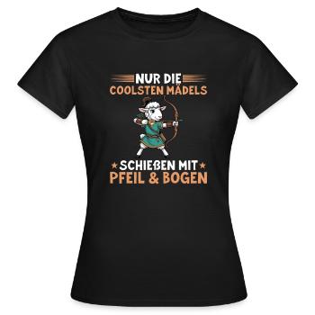 Coole Mädels gehen Bogenschießen - Schaf - Frauen T-Shirt - Schwarz - Vorne - AI Model Female 172 dark (172cm)