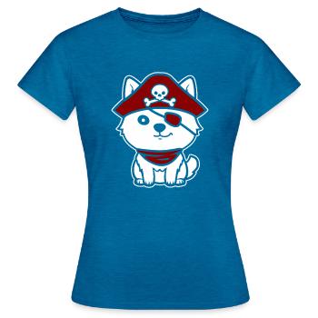 Pirat - Frauen T-Shirt - Antikblaues Saphir meliert - Vorne - AI Model Female 172 dark (172cm)