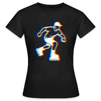 Glitch Skater – Coole Fahrt - Frauen T-Shirt - Schwarz - Vorne - AI Model Female 172 dark (172cm)