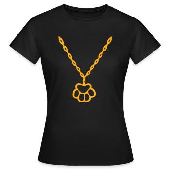 Chat patte chien animal collier ras de cou bijoux - T-shirt Femme - noir - Devant - AI Model Female 172 dark (172cm)
