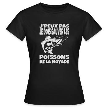 J’peux pas je dois sauver les poissons - T-shirt Femme - noir - Devant - AI Model Female 172 dark (172cm)