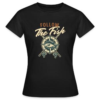 Follow The Fish Clever Fishing Quote - Pêcheur - T-shirt Femme - noir - Devant - AI Model Female 172 dark (172cm)