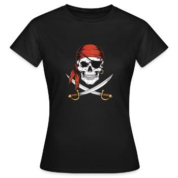 Jolly Roger Piratenflagge Freibeuter Pirat - Frauen T-Shirt - Schwarz - Vorne - AI Model Female 172 dark (172cm)