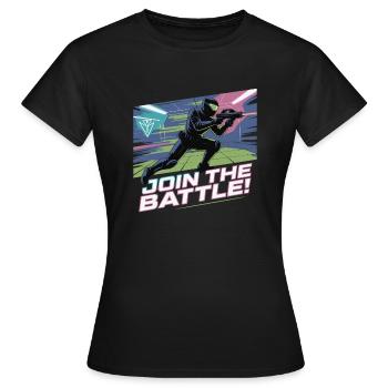 LASER STÜRZE DICH IN DIE SCHLACHT - Frauen T-Shirt - Schwarz - Vorne - AI Model Female 172 dark (172cm)