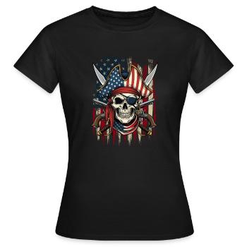 Patriotischer US-Flagge Pirat Freibeuter Freibeuter - Frauen T-Shirt - Schwarz - Vorne - AI Model Female 172 dark (172cm)
