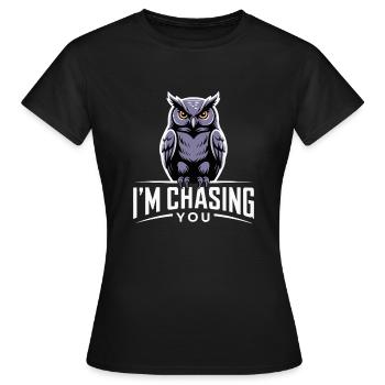 HIBOU À VOS POURSUIVANTS - T-shirt Femme - noir - Devant - AI Model Female 172 dark (172cm)