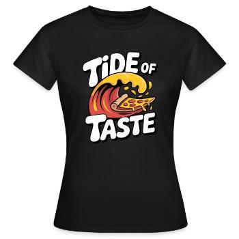Tide of Taste Pizza Wave Design - Women's T-Shirt - black - Front - AI Model Female 172 dark (172cm)
