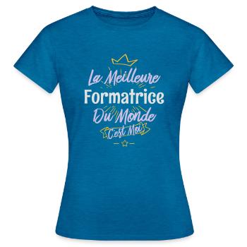 La meilleure formatrice du monde - T-shirt Femme - bleu saphir antique chiné - Devant - AI Model Female 172 dark (172cm)
