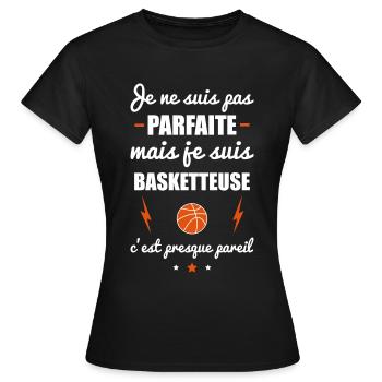 pas parfaite basketteuse, cadeau femme basket - T-shirt Femme - noir - Devant - AI Model Female 172 dark (172cm)