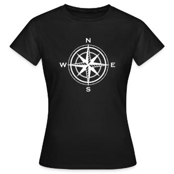 Kompass Symbol Windrose Himmelsrichtung - Frauen T-Shirt - Schwarz - Vorne - AI Model Female 172 dark (172cm)