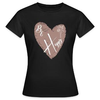 Be Happy Kollektion - Frauen T-Shirt - Schwarz - Vorne - AI Model Female 172 dark (172cm)