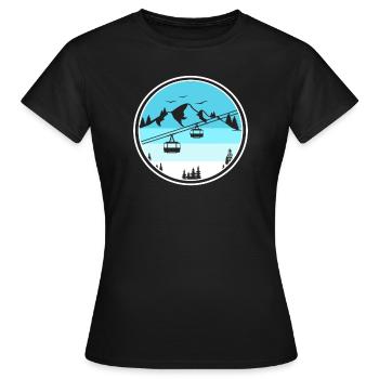 Cable car gondola in front of Bergen for cable car operators - Women's T-Shirt - black - Front - AI Model Female 172 dark (172cm)
