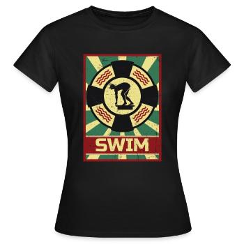 Schwimmen Propaganda - Frauen T-Shirt - Schwarz - Vorne - AI Model Female 172 dark (172cm)
