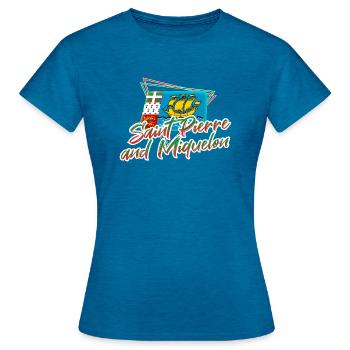 St. Pierre und Miquelon - Frauen T-Shirt - Antikblaues Saphir meliert - Vorne - AI Model Female 172 dark (172cm)