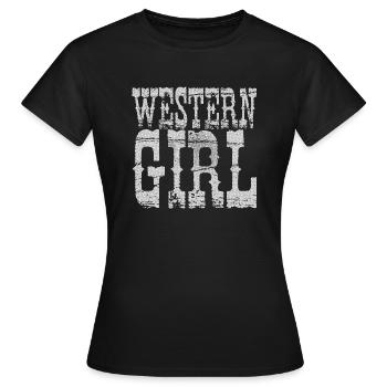 Western Girl White - Frauen T-Shirt - Schwarz - Vorne - AI Model Female 172 dark (172cm)