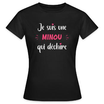 Je suis une minou qui déchire - T-shirt Femme - noir - Devant - AI Model Female 172 dark (172cm)