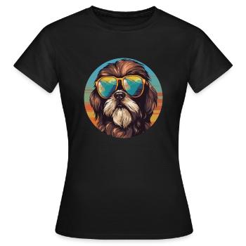 Shih Tzu Löwenhunde Chrysanthemenhund Shih Tzu - Frauen T-Shirt - Schwarz - Vorne - AI Model Female 172 dark (172cm)