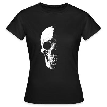 Totenschädel halb - Frauen T-Shirt - Schwarz - Vorne - AI Model Female 172 dark (172cm)