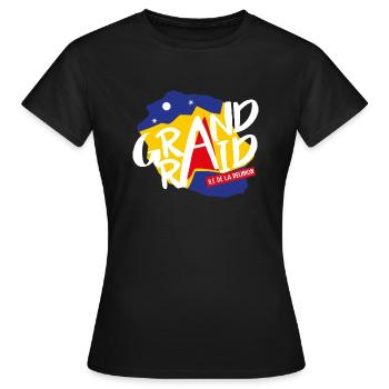 Grand Raid Ile de la Réunion Trekking ultra-trail - T-shirt Femme - noir - Devant - AI Model Female 172 dark (172cm)