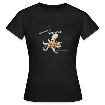 Kommissar Ärmchen - Frauen T-Shirt - Schwarz - Vorne - AI Model Female 172 dark (172cm)