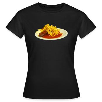 Saucisse au curry avec des frites - T-shirt Femme - noir - Devant - AI Model Female 172 dark (172cm)