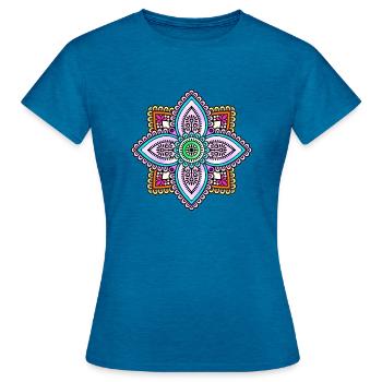 Mandala - Frauen T-Shirt - Antikblaues Saphir meliert - Vorne - AI Model Female 172 dark (172cm)
