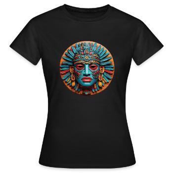 Masque inca, masque aztèque, masque mystique coloré - T-shirt Femme - noir - Devant - AI Model Female 172 dark (172cm)