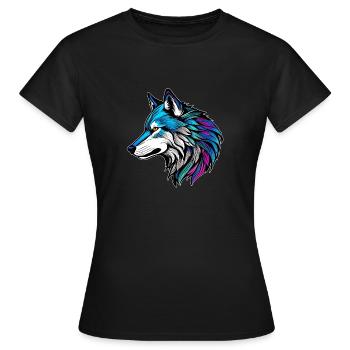 The beautiful profile of a wolf - Women's T-Shirt - black - Front - AI Model Female 172 dark (172cm)
