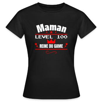 Maman Reine du Game, Cadeau Fête des Mères,maman - T-shirt Femme - noir - Devant - AI Model Female 172 dark (172cm)