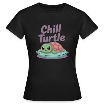 Cute turtle on pillow - Women's T-Shirt - black - Front - AI Model Female 172 dark (172cm)