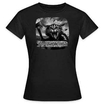 Kampfkätzchen - Vorsicht Krallen! - Frauen T-Shirt - Schwarz - Vorne - AI Model Female 172 dark (172cm)