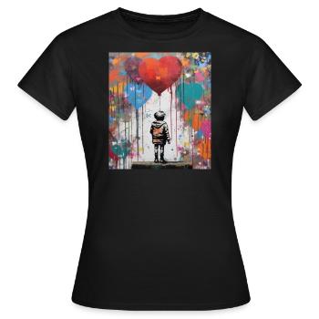 AMOUR DE BALLONS STREET ART - T-shirt Femme - noir - Devant - AI Model Female 172 dark (172cm)