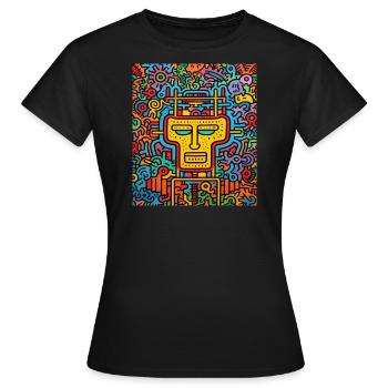STREET ART SCHÄDEL - Frauen T-Shirt - Schwarz - Vorne - AI Model Female 172 dark (172cm)
