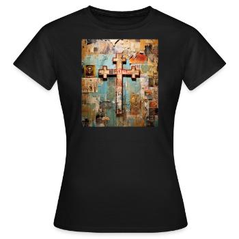 DER GEIST DER WALL STREET ART - Frauen T-Shirt - Schwarz - Vorne - AI Model Female 172 dark (172cm)