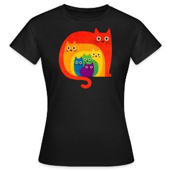 Regenbogen Nistkatzen – Bunte Katzenfamilie T-Shirt - Frauen T-Shirt - Schwarz - Vorne - AI Model Female 172 dark (172cm)