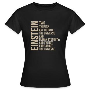 Einstein Universe vs Human Stupidity - Women's T-Shirt - black - Front - AI Model Female 172 dark (172cm)