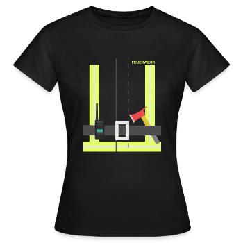 Costume uniforme pompier carnaval - T-shirt Femme - noir - Devant - AI Model Female 172 dark (172cm)