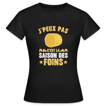 J'peux Pas C'est La Saison Des Foins - T-shirt Femme - noir - Devant - AI Model Female 172 dark (172cm)