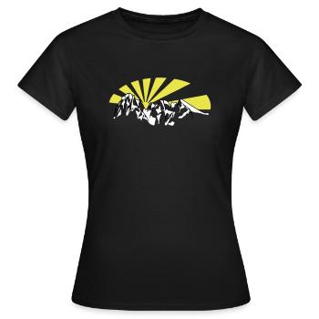 Langkofel - Saslonch - Sasso Lungo - Frauen T-Shirt - Schwarz - Vorne - AI Model Female 172 dark (172cm)