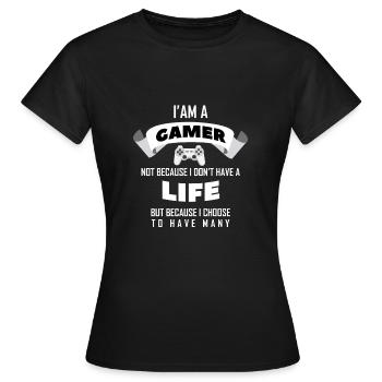 gamer - Women's T-Shirt - black - Front - AI Model Female 172 dark (172cm)