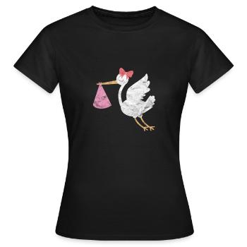 Storch Baby Vogel Weissstorch - Frauen T-Shirt - Schwarz - Vorne - AI Model Female 172 dark (172cm)