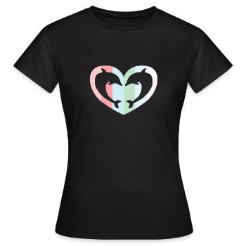 Herz Geschenk Delfin Liebe Tierliebe Ozean Urlaub - Frauen T-Shirt - Schwarz - Vorne - AI Model Female 172 dark (172cm)