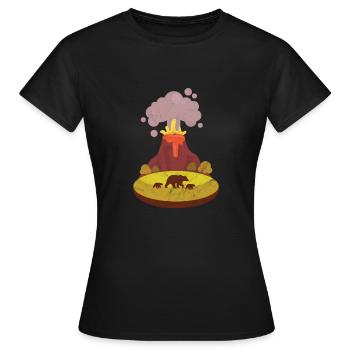 Volcan cadeau de lave éruption volcanique bd BD ours animal - T-shirt Femme - noir - Devant - AI Model Female 172 dark (172cm)