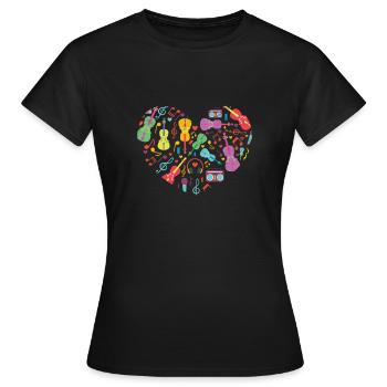 Music Violin Classical Gift Violin Musical Notes - Women's T-Shirt - black - Front - AI Model Female 172 dark (172cm)