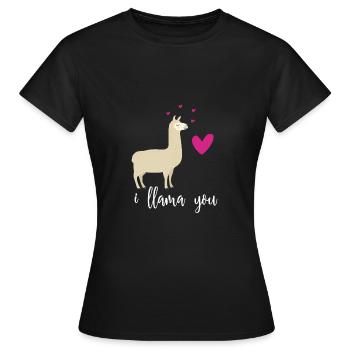 Ich liebe dich - Lama Freundin Partnerin Geschenk - Frauen T-Shirt - Schwarz - Vorne - AI Model Female 172 dark (172cm)