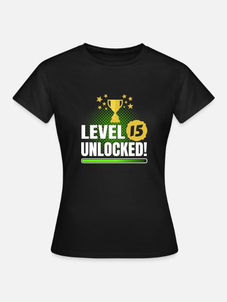 15e anniversaire Gamer Level 15 Tshirt - T-shirt Femme - noir