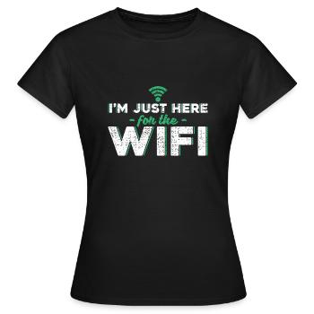 Je suis seulement là pour le cadeau wifi Wifi - T-shirt Femme - noir - Devant - AI Model Female 172 dark (172cm)